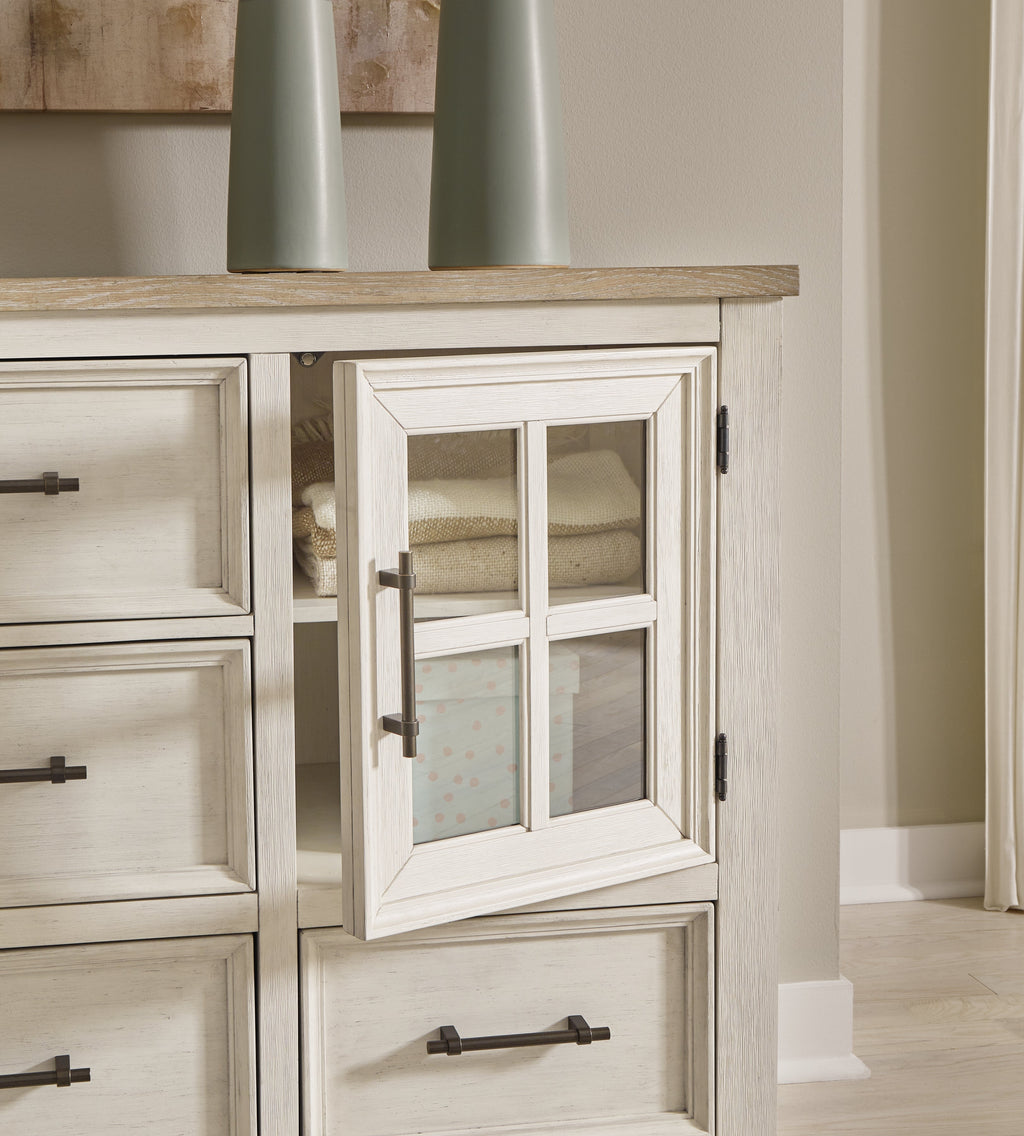 Shaybrock Antique White/Brown Dresser and Mirror