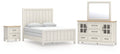 Shaybrock /Brown Queen Panel Bed, Dresser, Mirror and Nightstand, Antique White