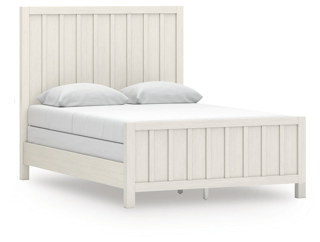 Shaybrock /Brown Queen Panel Bed, Dresser, Mirror and Nightstand, Antique White