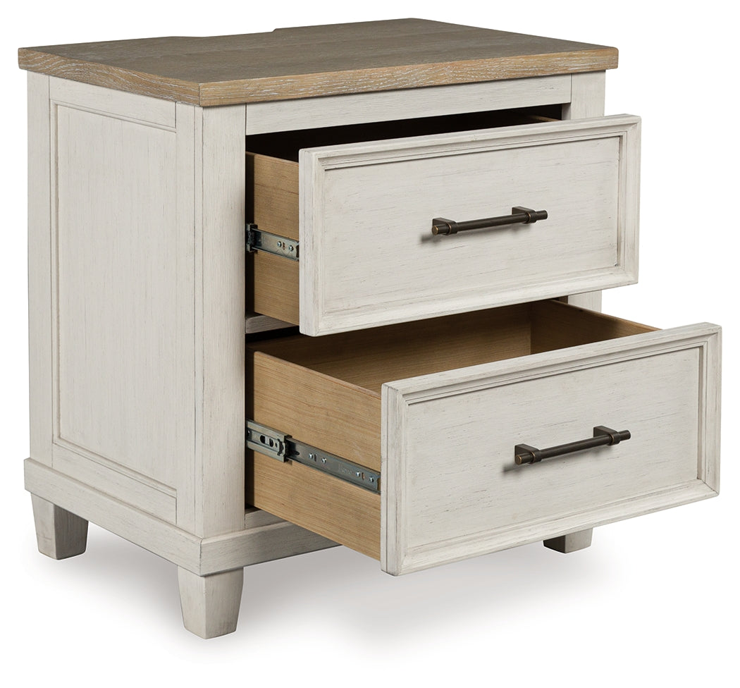 Shaybrock /Brown Queen Panel Bed, Dresser, Mirror and Nightstand, Antique White