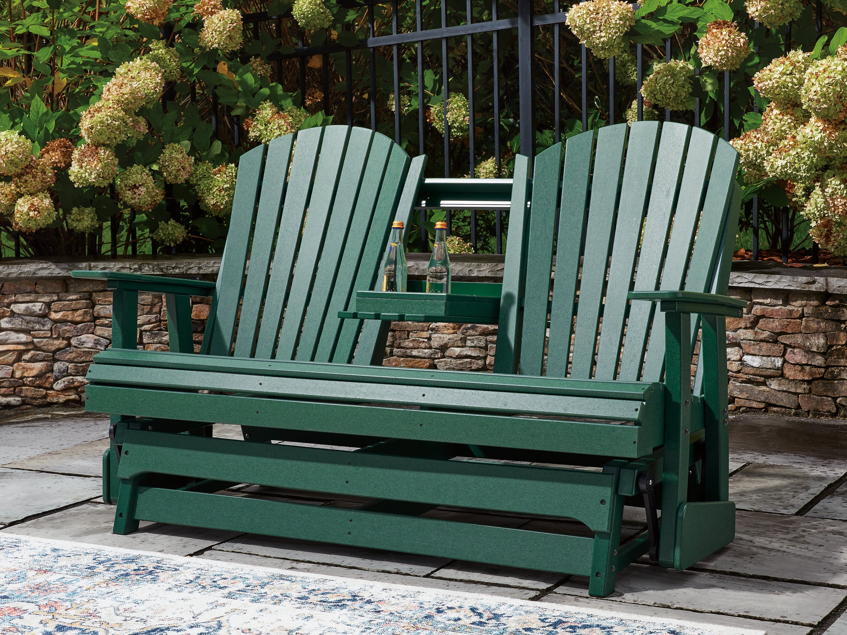 Shell Beach Green Loveseat Glider