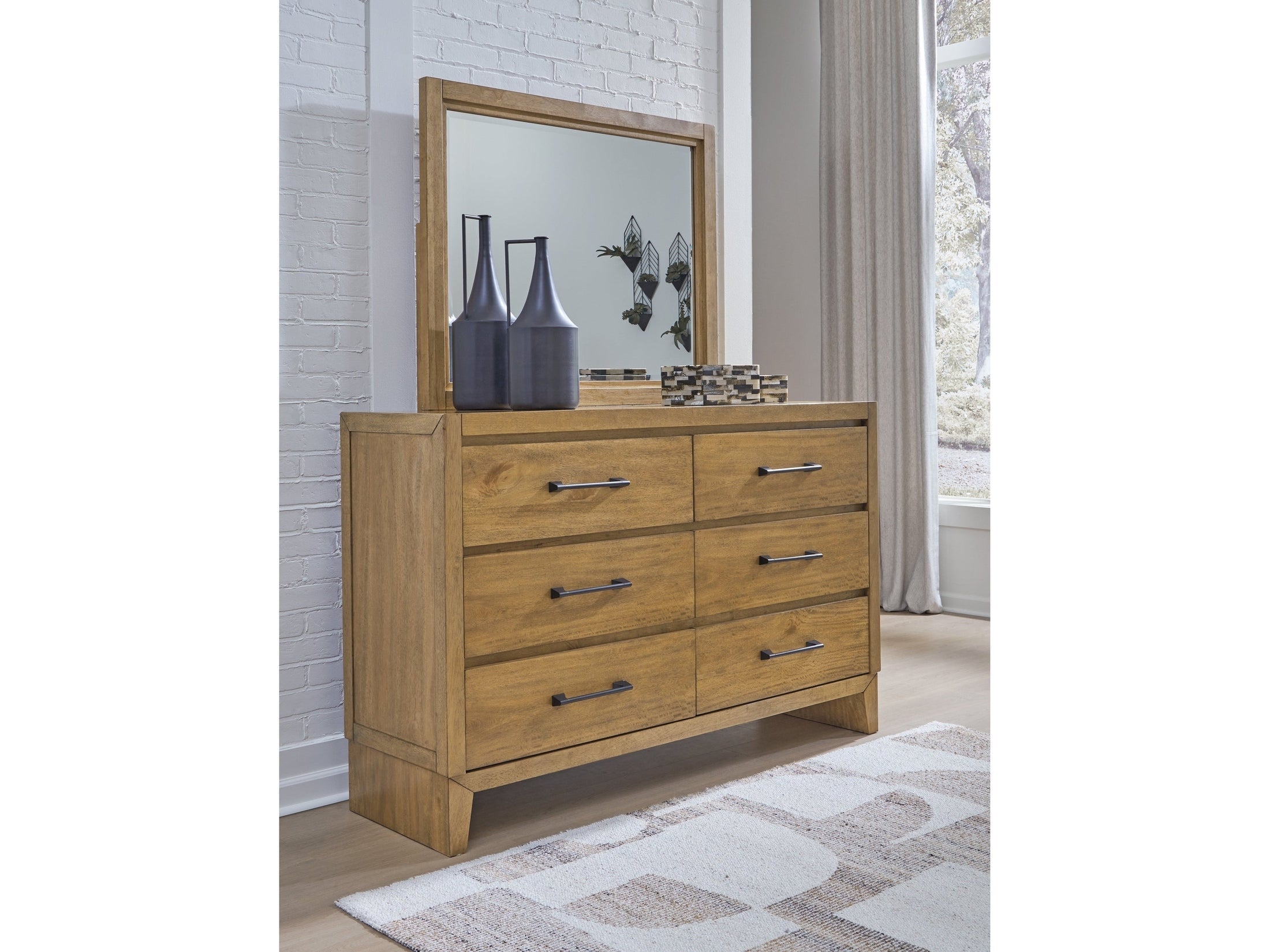 Sherbana Light Brown Dresser & Mirror