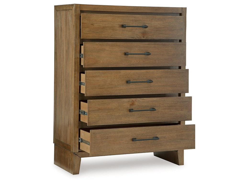 Sherbana Light Brown Five Drawer Chest