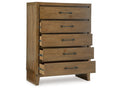 Sherbana Light Brown Five Drawer Chest
