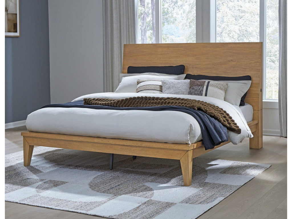 Sherbana Light Brown King Panel Bed