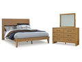 Sherbana Light Brown Queen Panel Bed, Dresser and Mirror