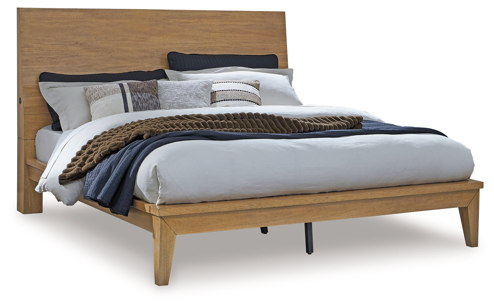 Sherbana Light Brown Queen Panel Bed, Dresser and Mirror