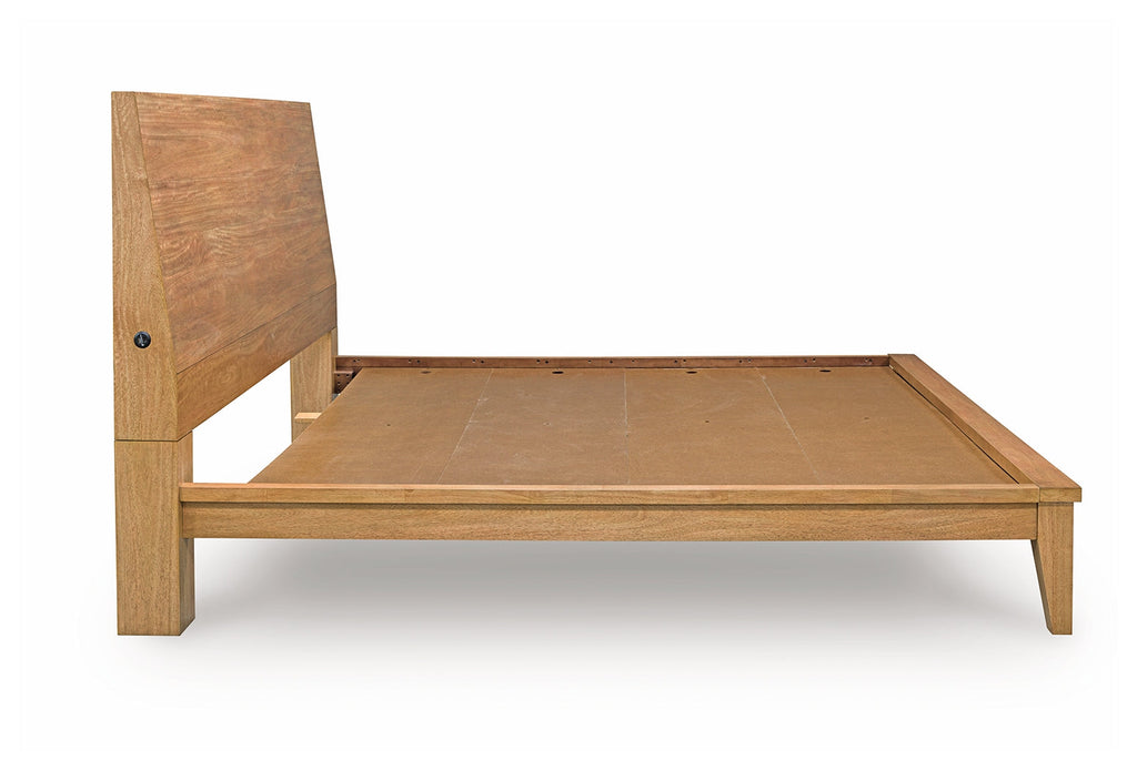 Sherbana Light Brown Queen Panel Bed