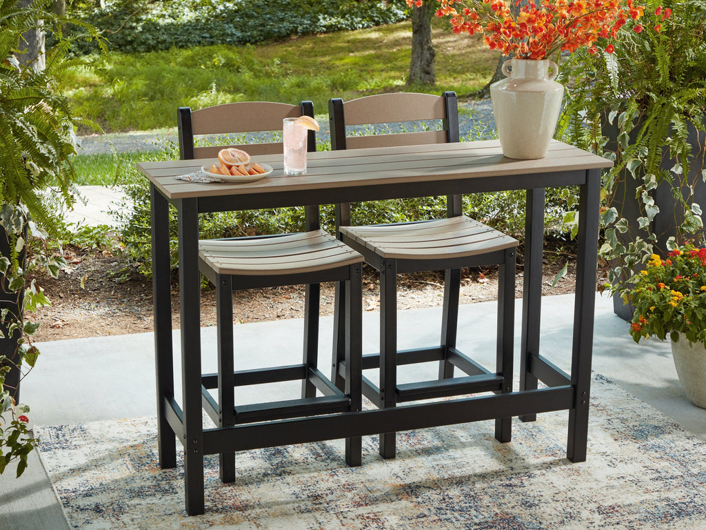 Shoreline Beach Black/Beige Counter Table Set (Set of 3)
