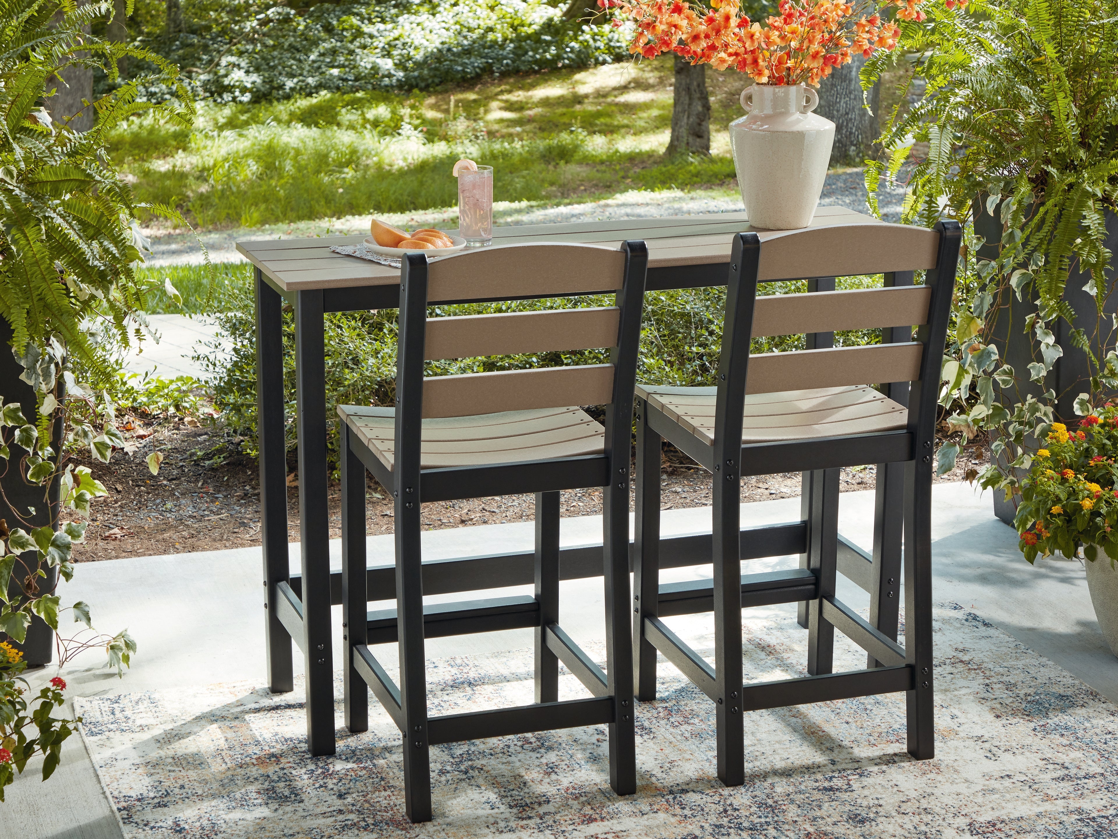 Shoreline Beach Black/Beige Counter Table Set (Set of 3)