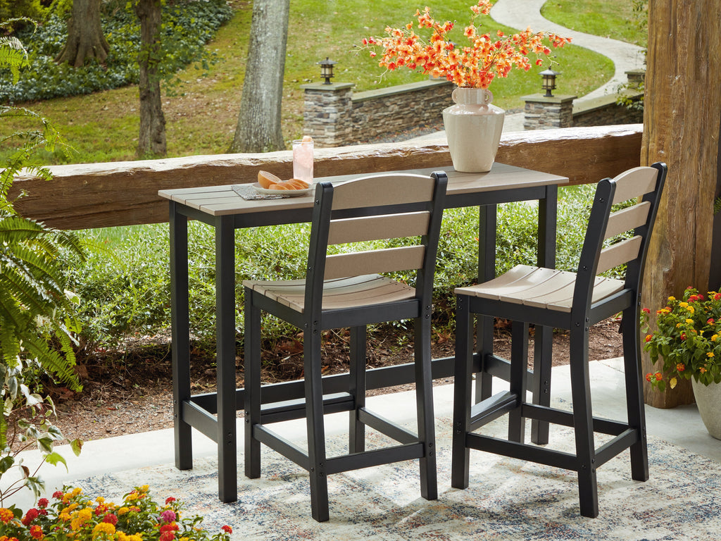 Shoreline Beach Black/Beige Counter Table Set (Set of 3)