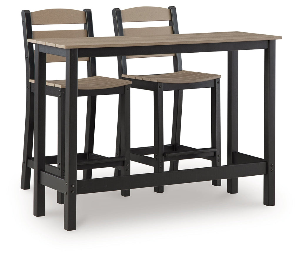 Shoreline Beach Black/Beige Counter Table Set (Set of 3)