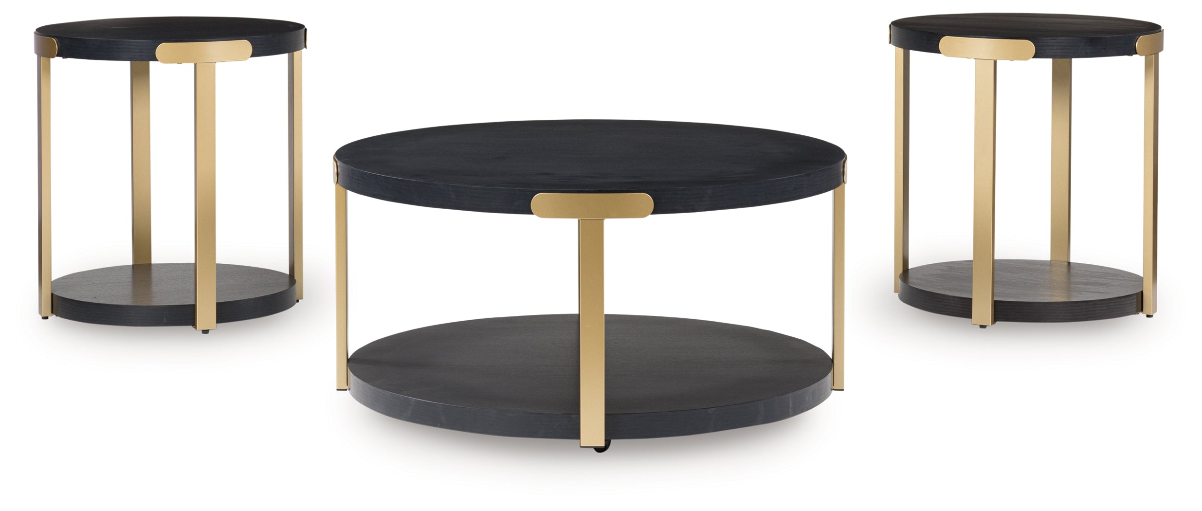 Shylore Black/Brass Finish Occasional Table Set (Set of 3)