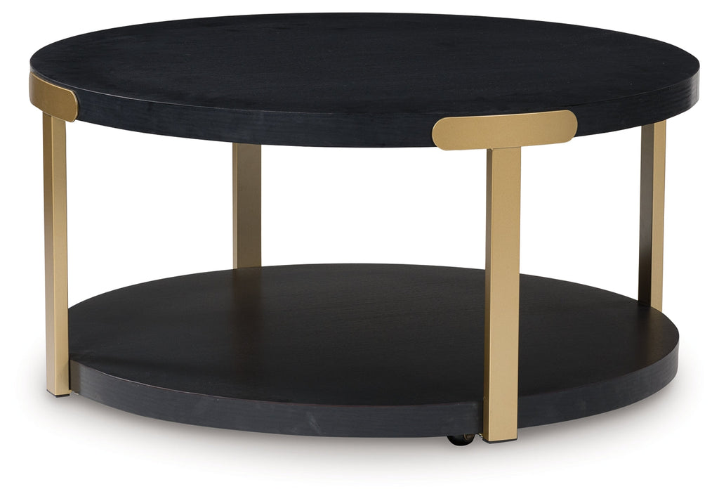 Shylore Black/Brass Finish Occasional Table Set (Set of 3)