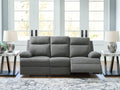 Side-Swipe Charcoal REC Sofa w/Drop Down Table