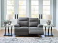 Side-Swipe Charcoal Reclining Loveseat