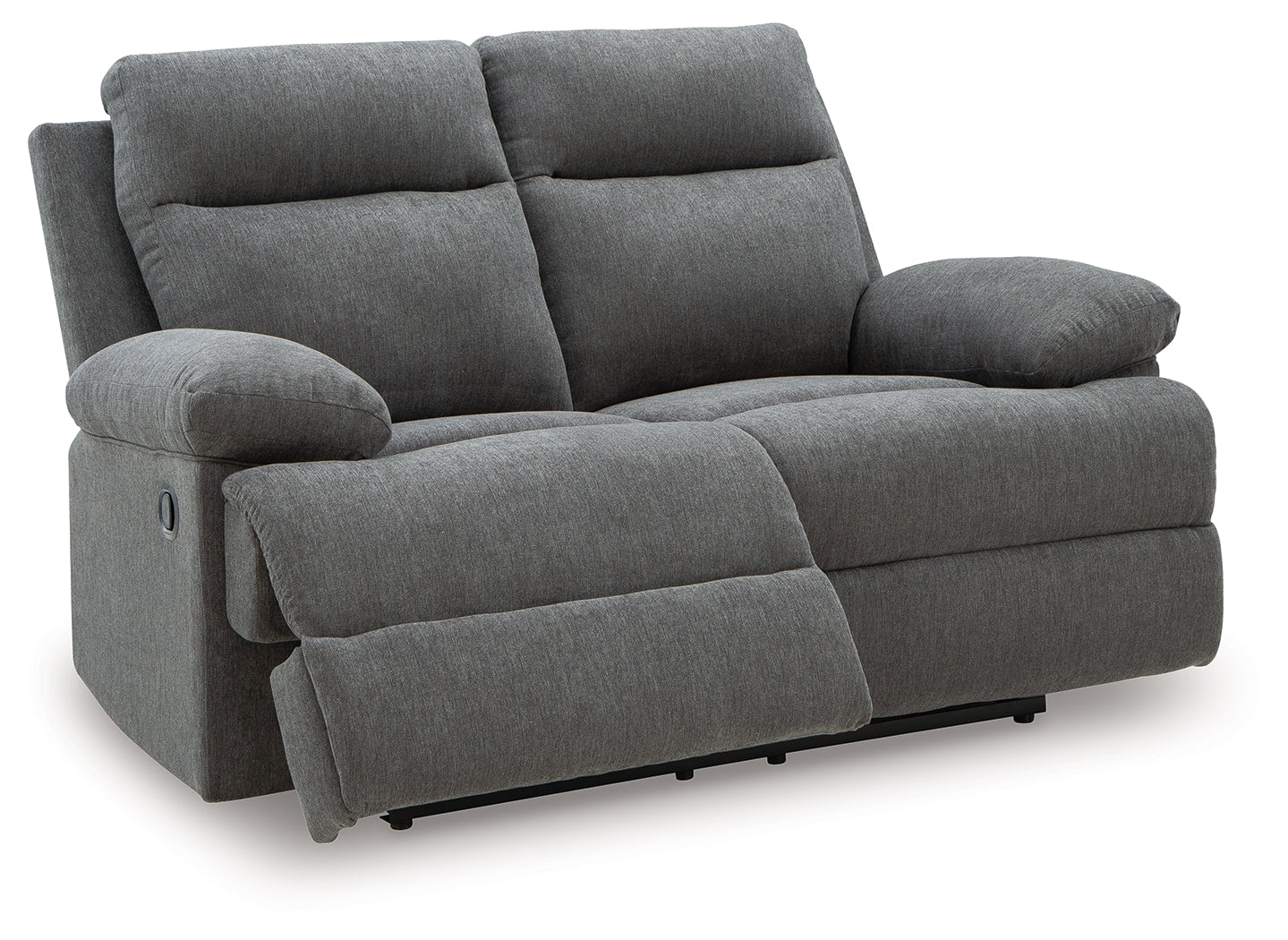 Side-Swipe Charcoal Reclining Loveseat