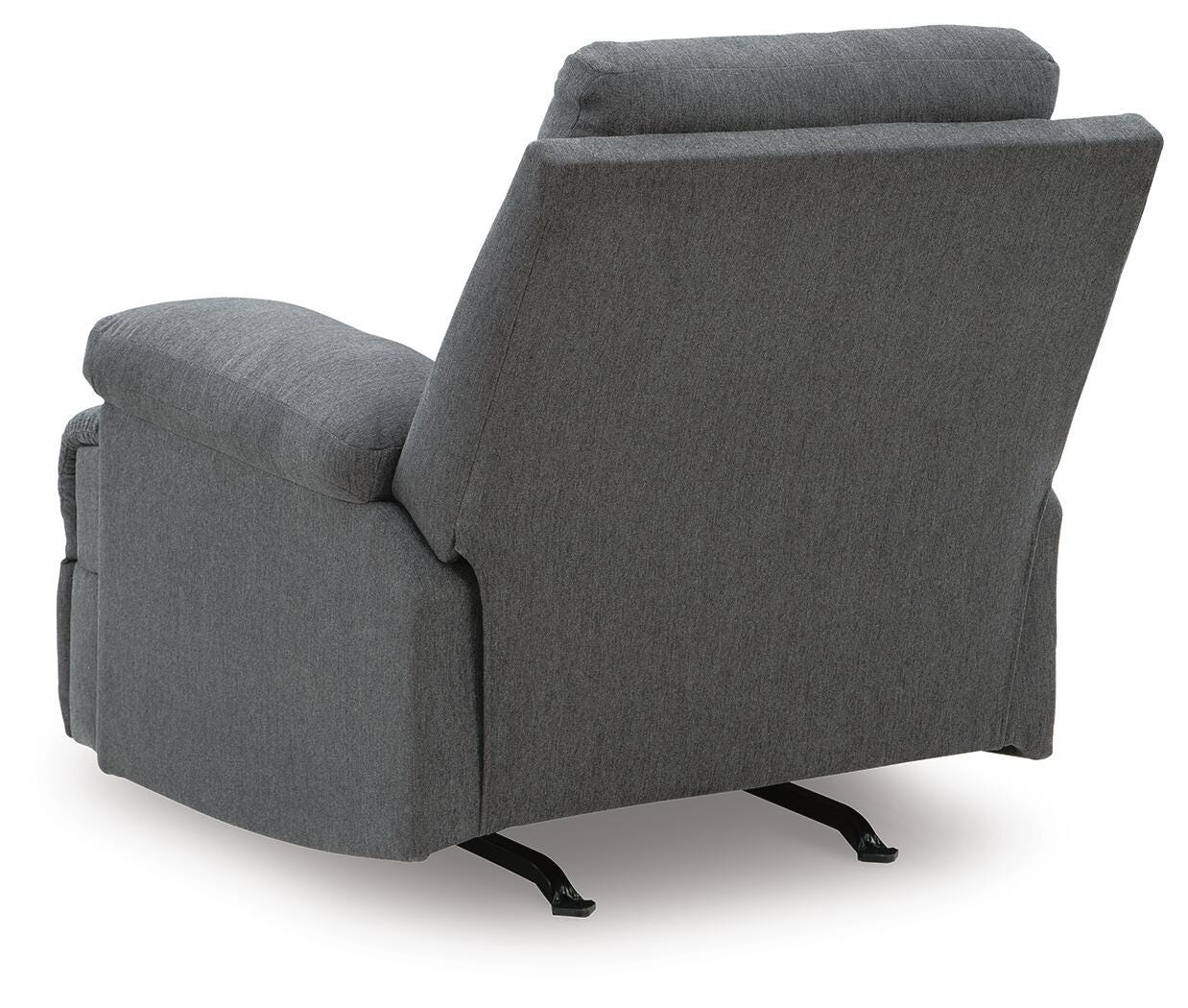 Side-Swipe Charcoal Reclining Sofa, Loveseat and Recliner