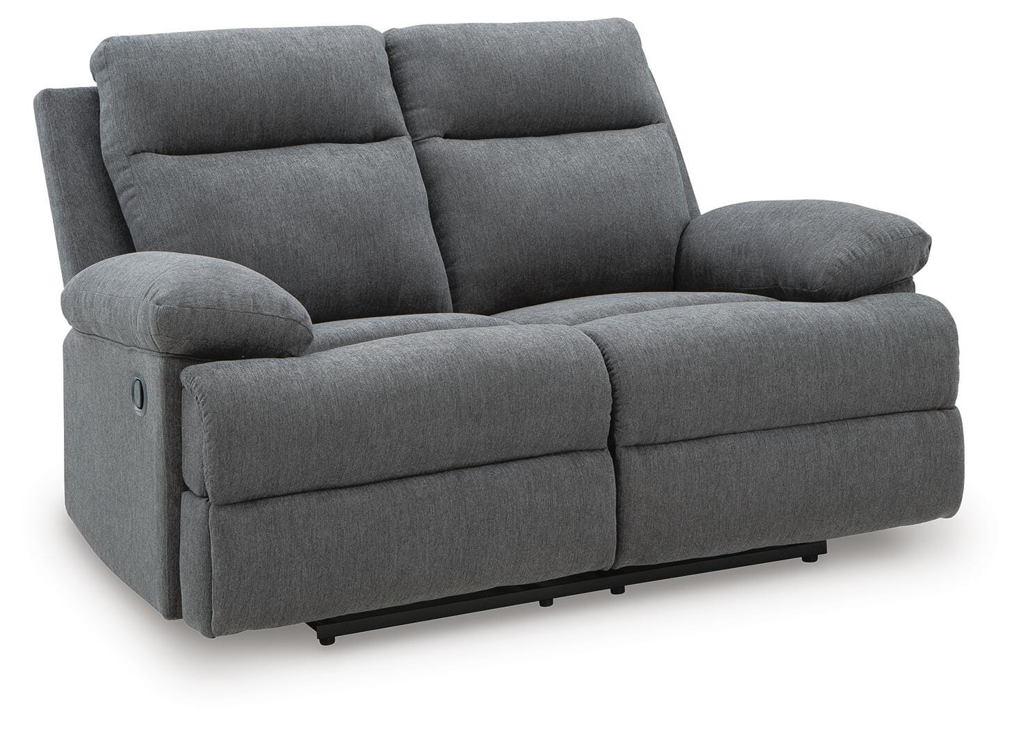 Side-Swipe Charcoal Reclining Sofa, Loveseat and Recliner