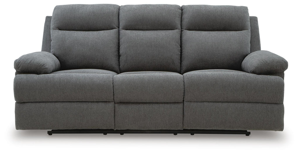 Side-Swipe Charcoal Reclining Sofa, Loveseat and Recliner
