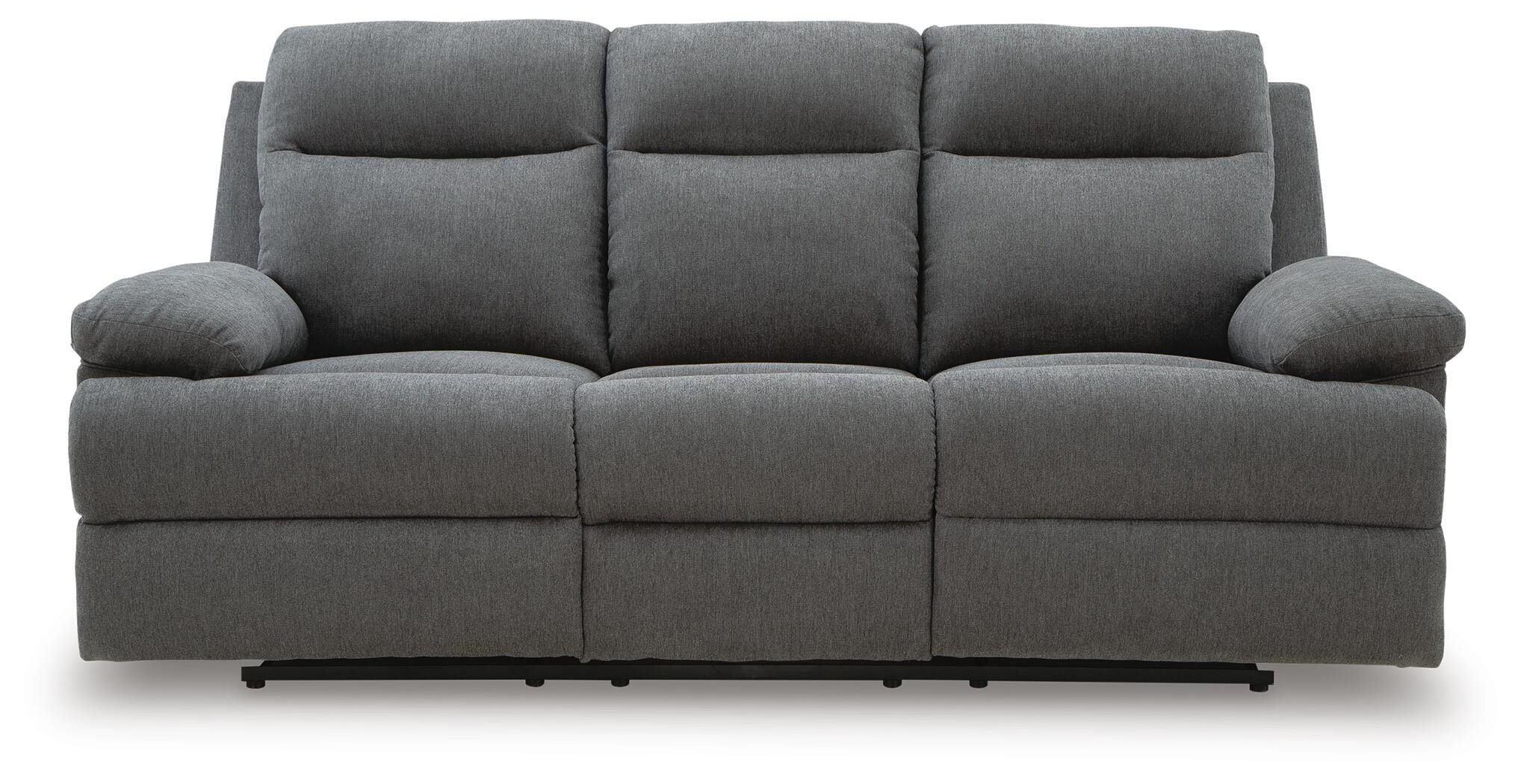 Side-Swipe Charcoal Reclining Sofa, Loveseat and Recliner