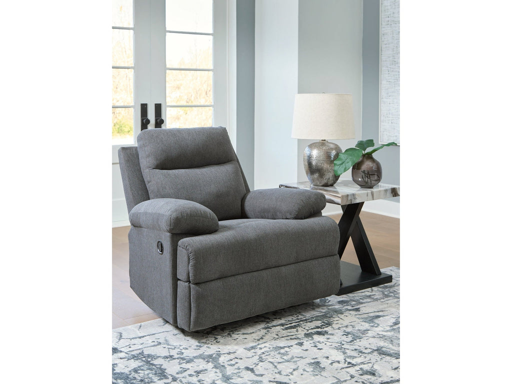 Side-Swipe Charcoal Rocker Recliner