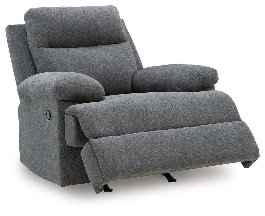 Side-Swipe Charcoal Rocker Recliner