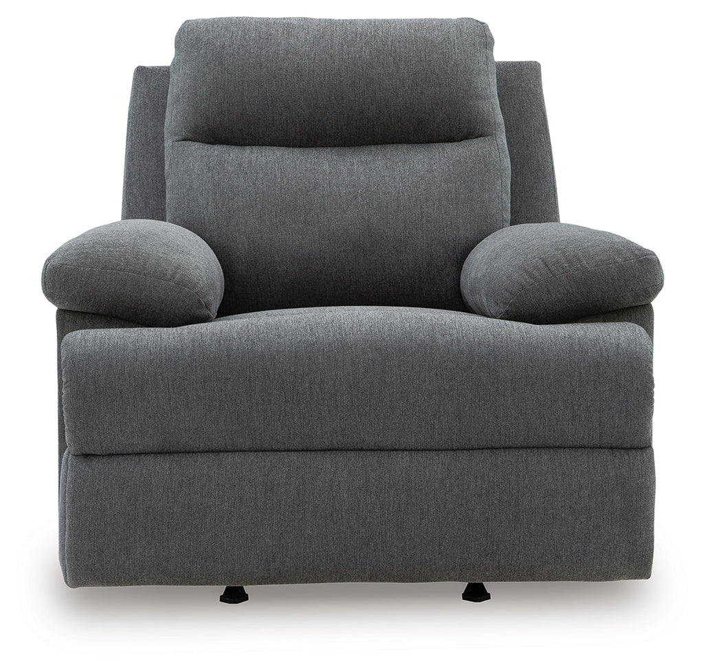 Side-Swipe Charcoal Rocker Recliner