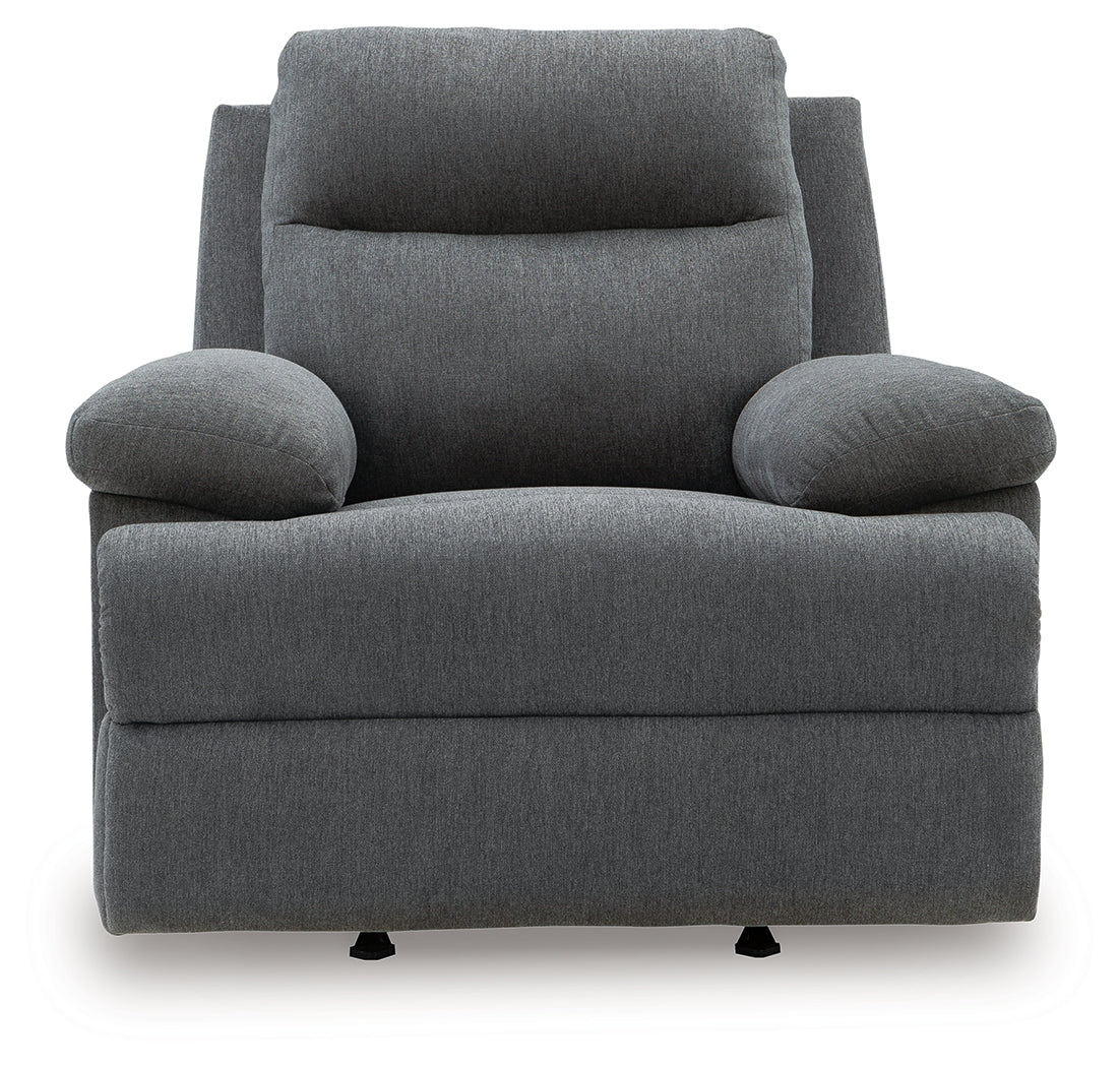 Side-Swipe Charcoal Rocker Recliner