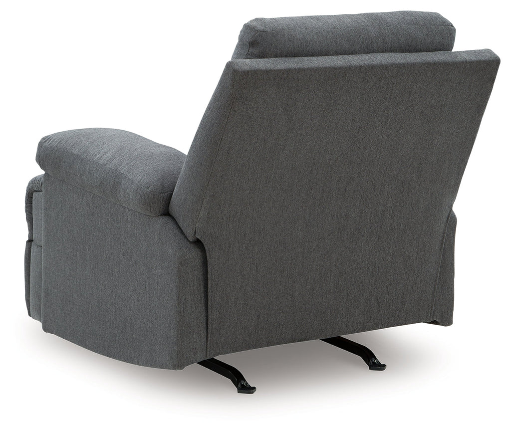 Side-Swipe Charcoal Rocker Recliner