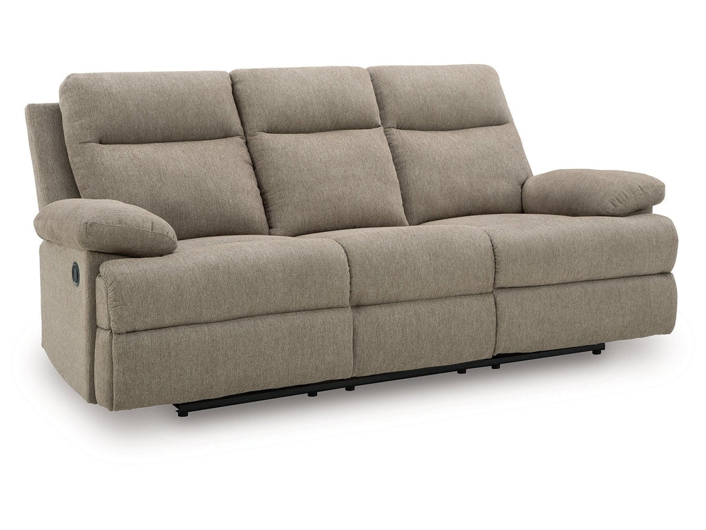 Side-Swipe Mocha REC Sofa w/Drop Down Table