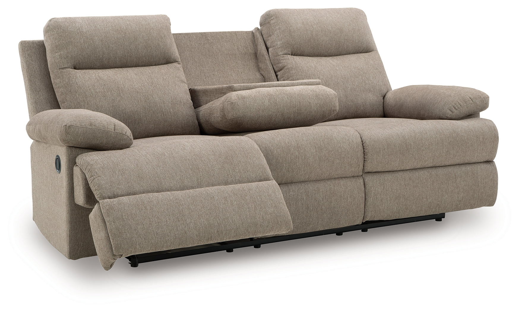 Side-Swipe Mocha REC Sofa w/Drop Down Table