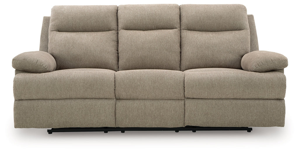 Side-Swipe Mocha REC Sofa w/Drop Down Table