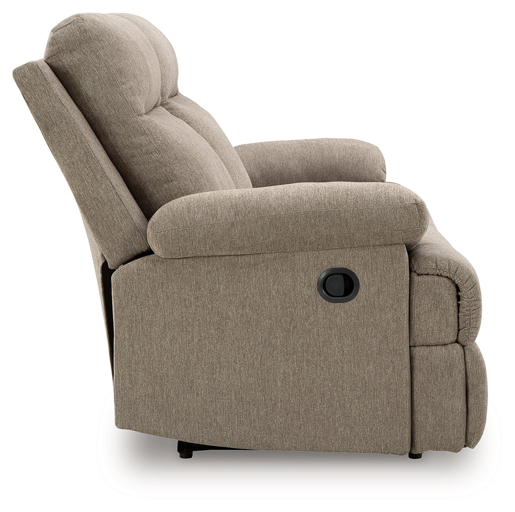Side-Swipe Mocha REC Sofa w/Drop Down Table