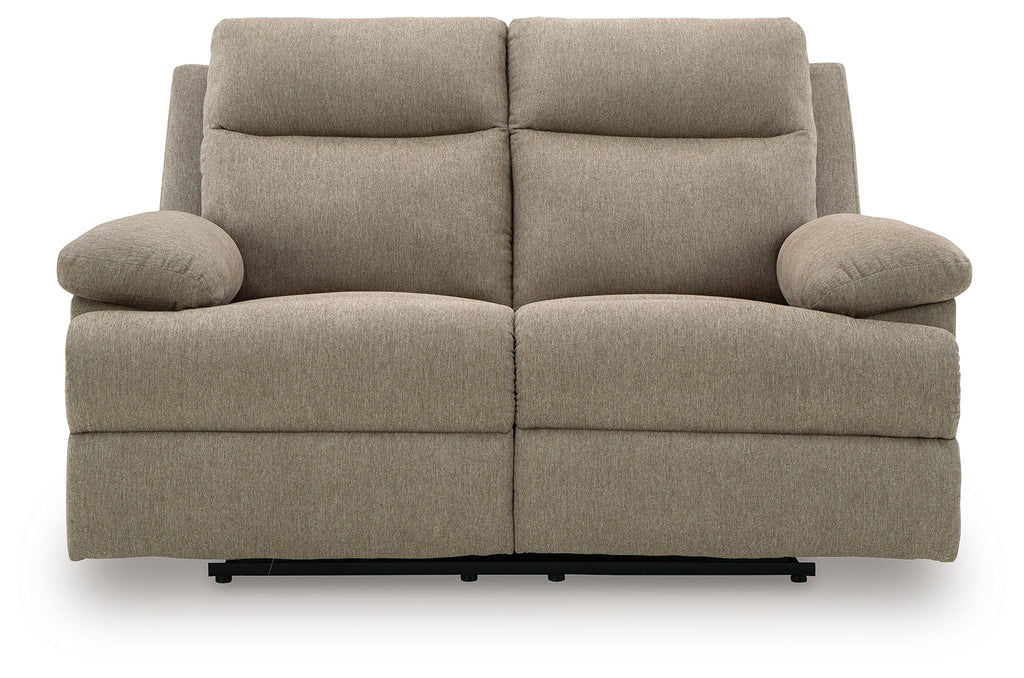 Side-Swipe Mocha Reclining Sofa and Loveseat