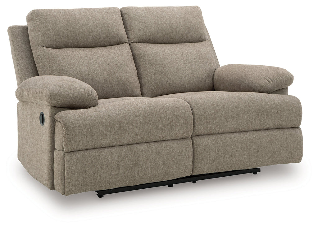 Side-Swipe Mocha Reclining Sofa and Loveseat