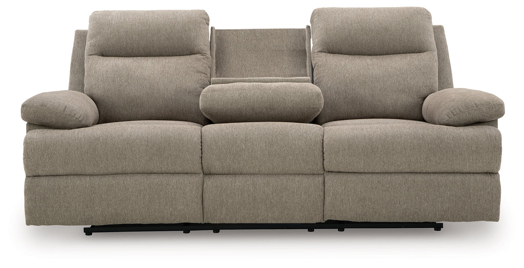 Side-Swipe Mocha Reclining Sofa and Loveseat