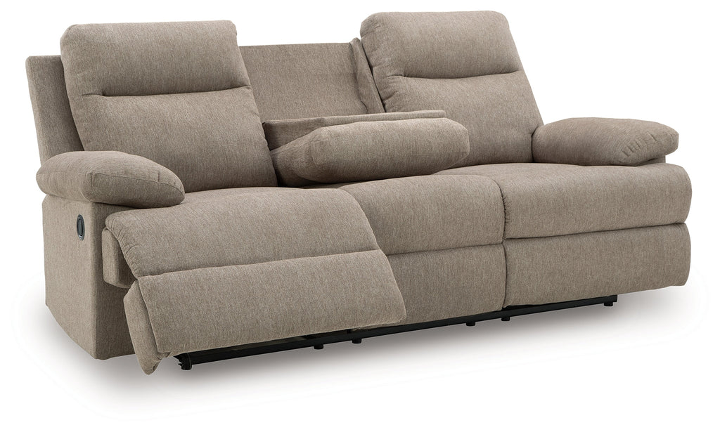 Side-Swipe Mocha Reclining Sofa and Loveseat