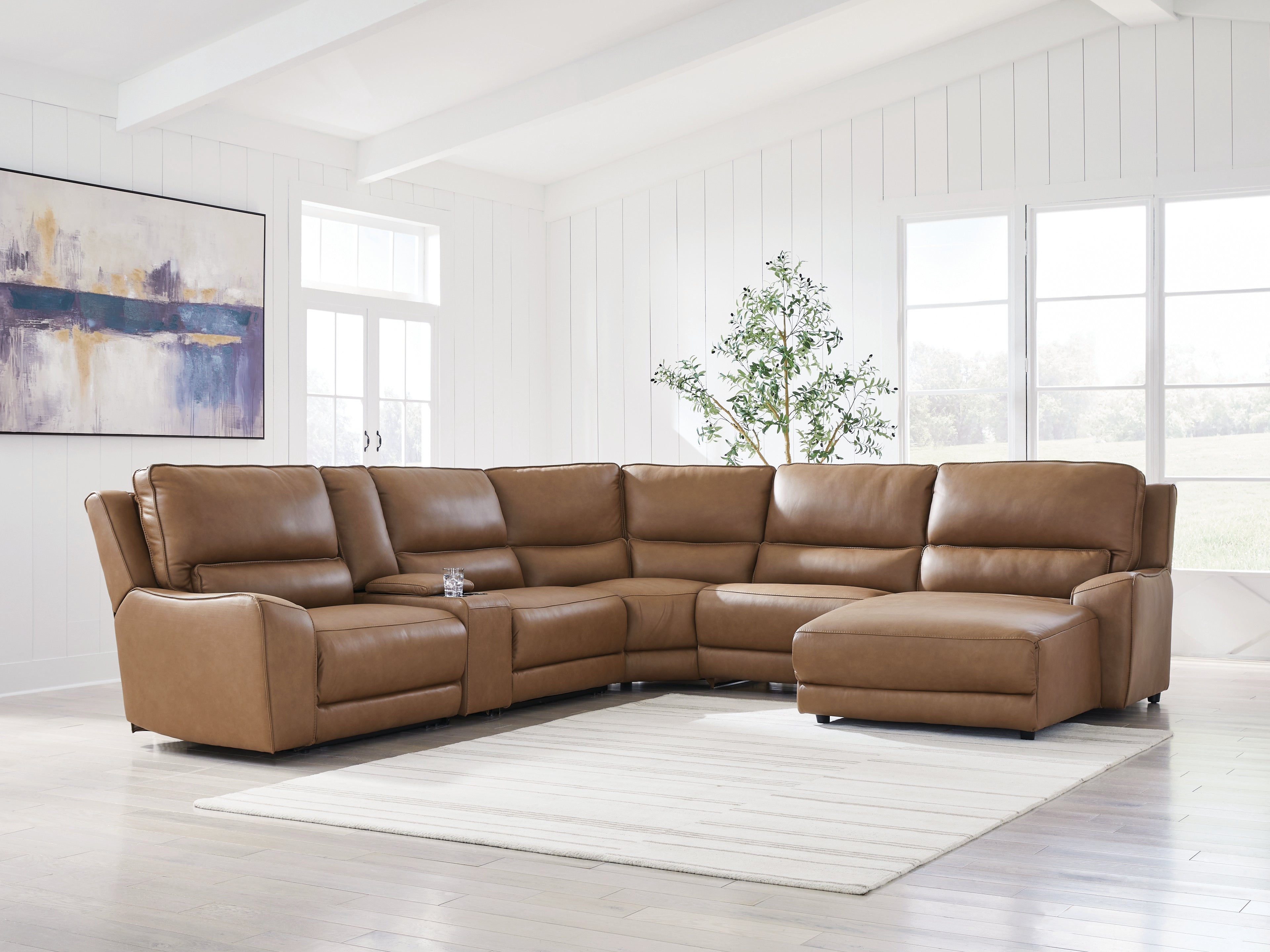 Silverbrooke Caramel 6 Pc Power Reclining Sectional