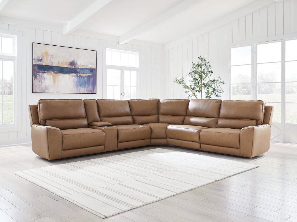 Silverbrooke Caramel 6-Piece Reclining Sectional with Storage Console