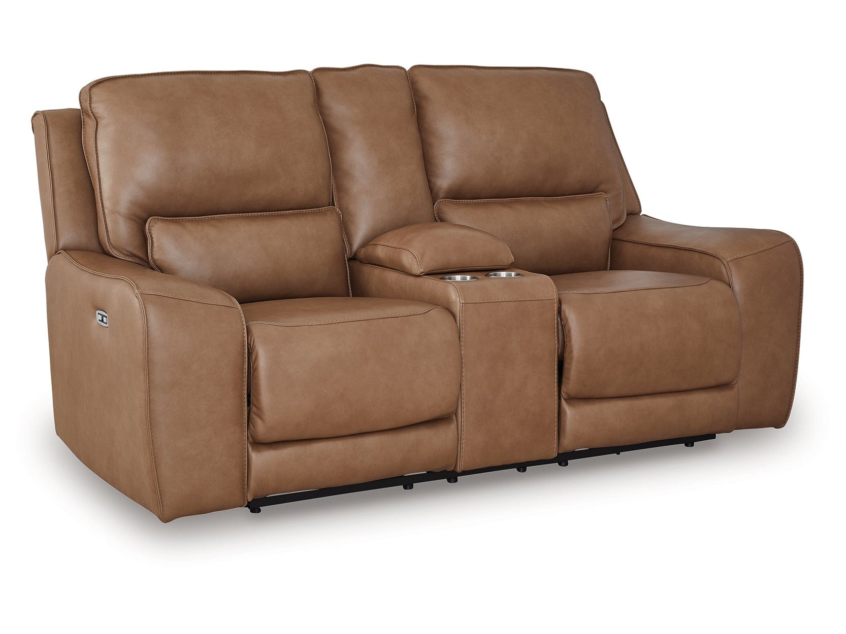 Silverbrooke Caramel Power Reclining Loveseat with Console