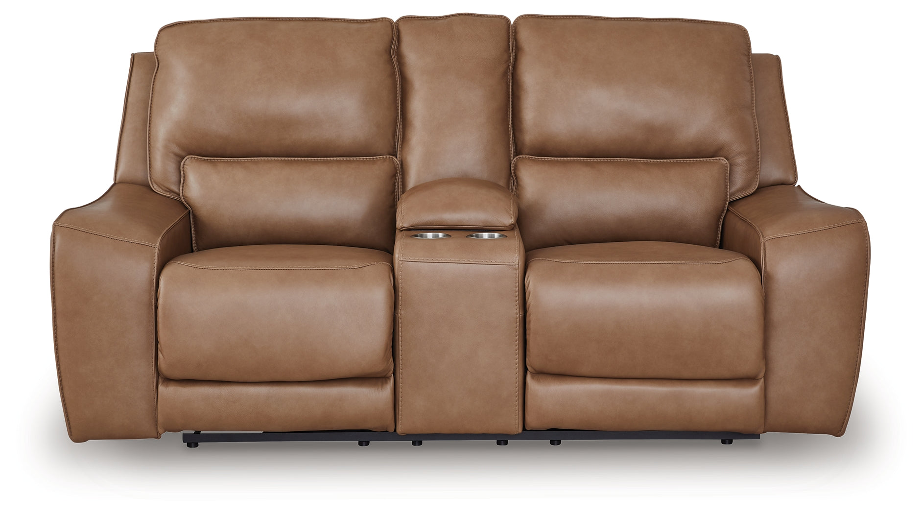 Silverbrooke Caramel Power Reclining Loveseat with Console