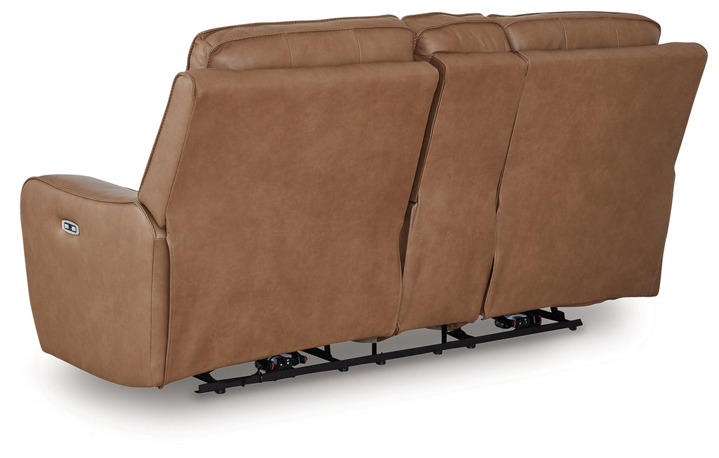 Silverbrooke Caramel Power Reclining Loveseat with Console