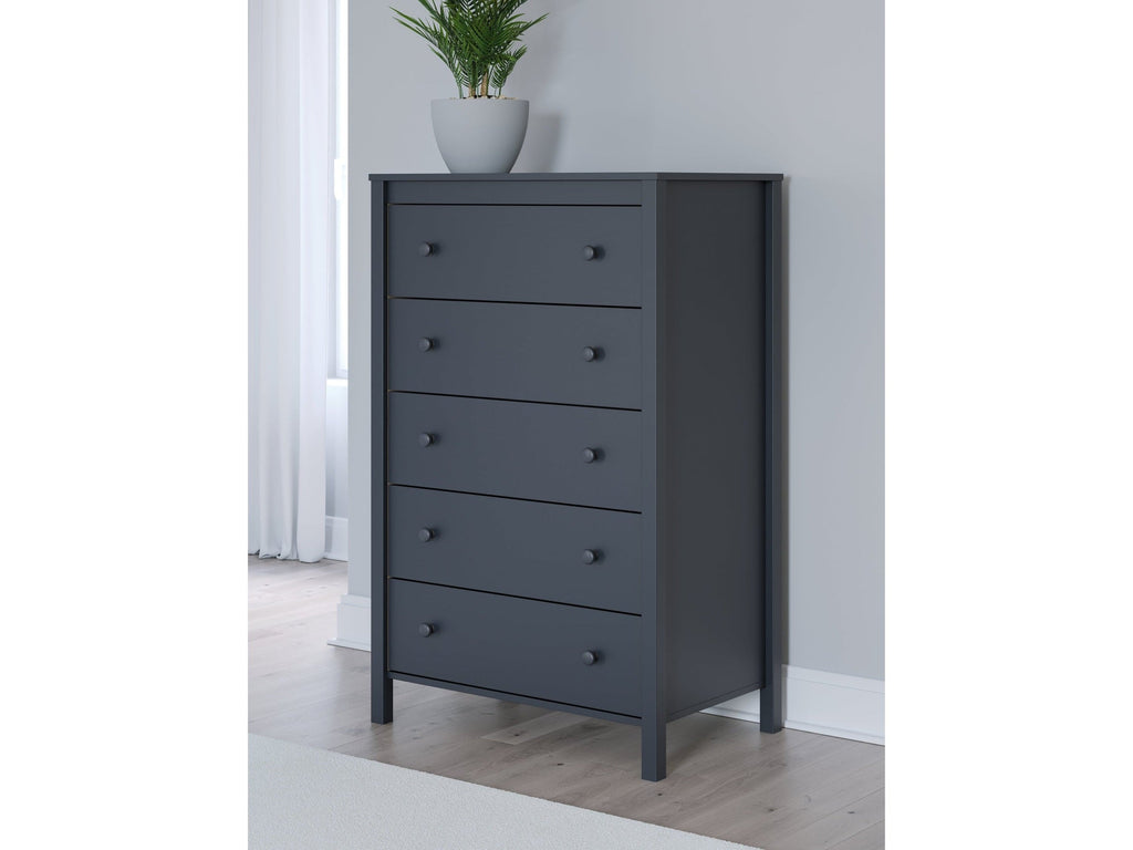 Simmenfort Navy Blue Five Drawer Chest