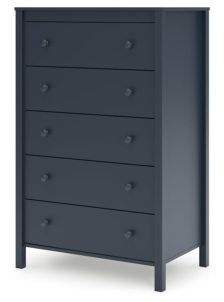 Simmenfort Navy Blue Five Drawer Chest