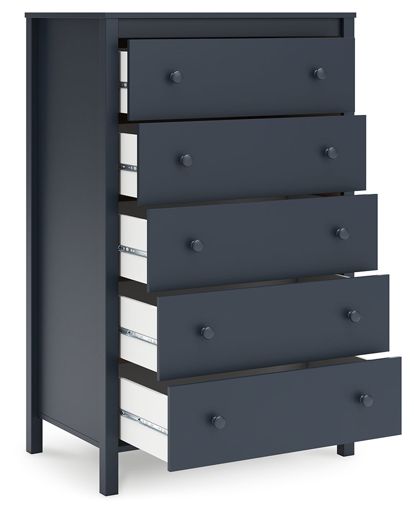 Simmenfort Navy Blue Five Drawer Chest