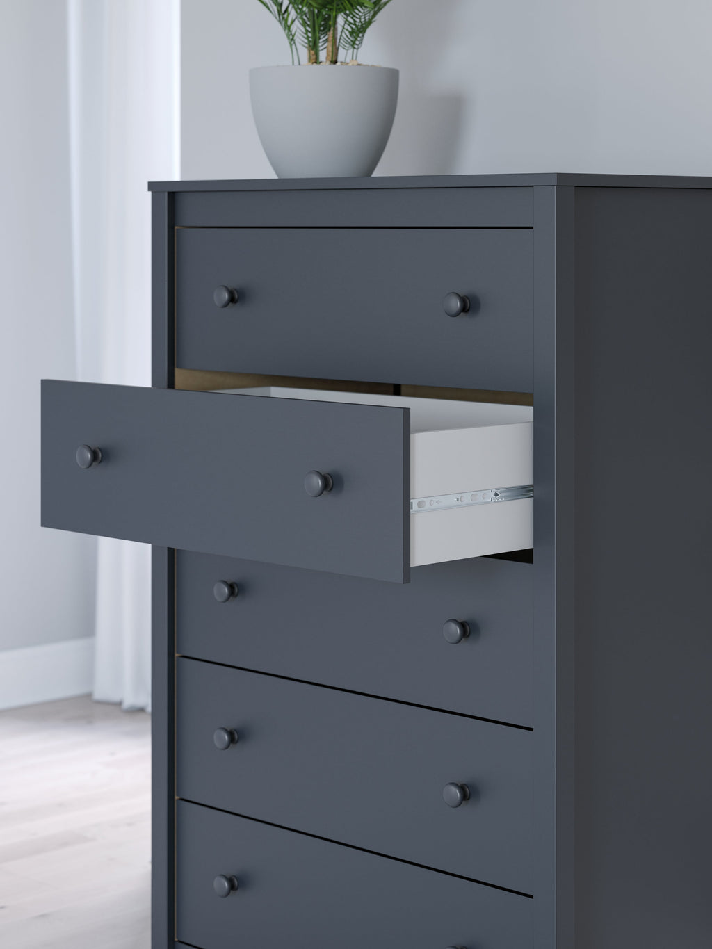 Simmenfort Navy Blue Five Drawer Chest