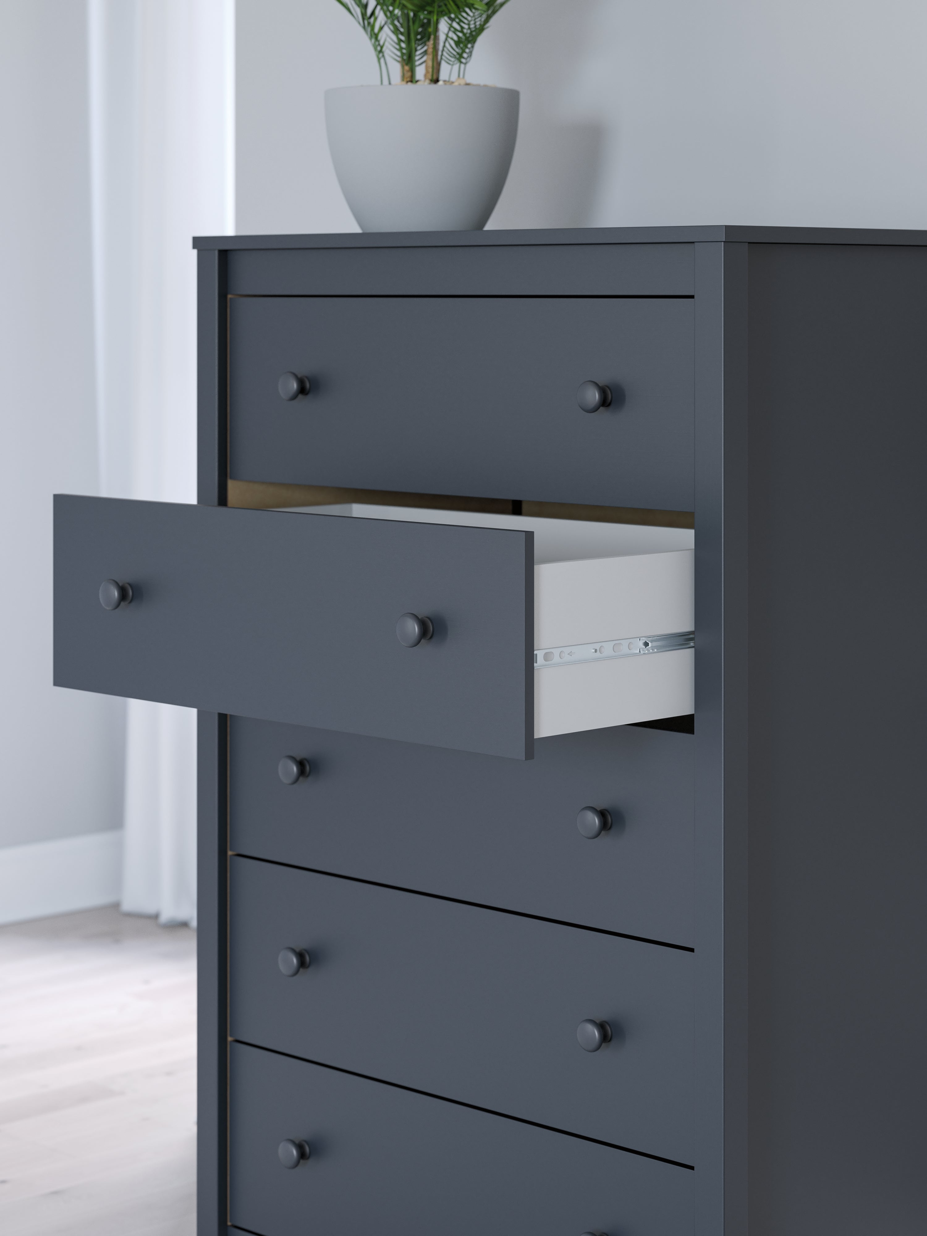Simmenfort Navy Blue Five Drawer Chest