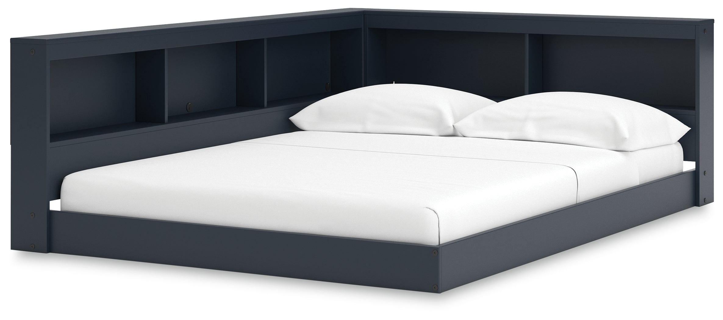 Simmenfort Navy Blue Full Bookcase Storage Youth Bed