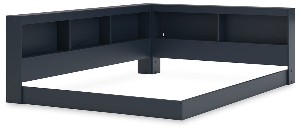 Simmenfort Navy Blue Full Bookcase Storage Youth Bed